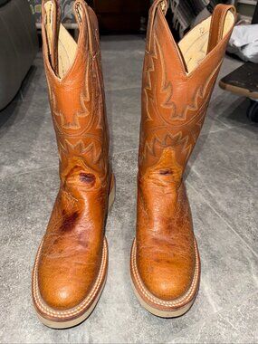 Women's Justin Tekno Crepe Western Boots with Tan Smooth Ostrich 7B